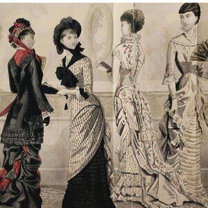 1881 The Painted Dress Hand Colored Engraving Victorian Women's Fashion DWQQ21